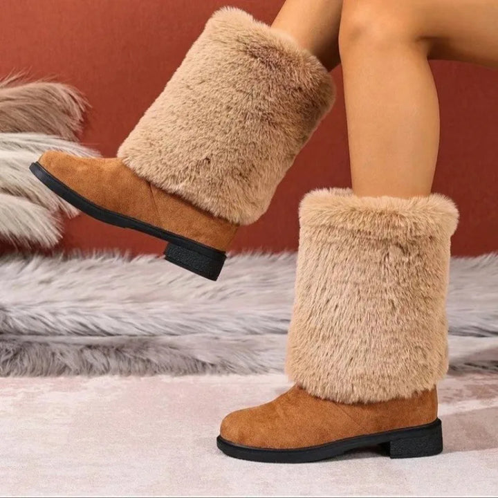 Women's Suede Plush Cuff Flat Boots – Fjorane