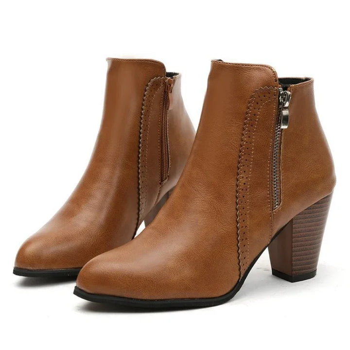 Women's Retro Zip Chunky Heel Boots – Volsienne