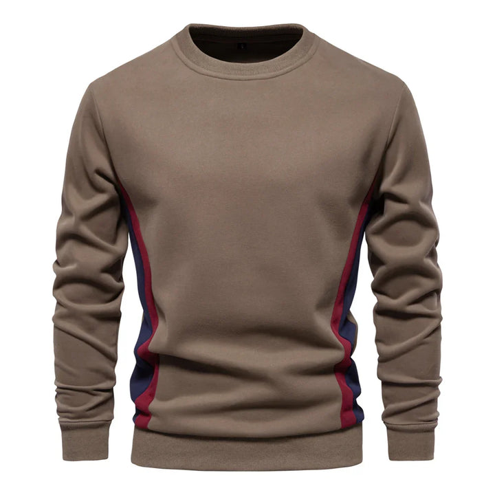 Men's colour block crew neck sweatshirt in khaki – Talon – front view