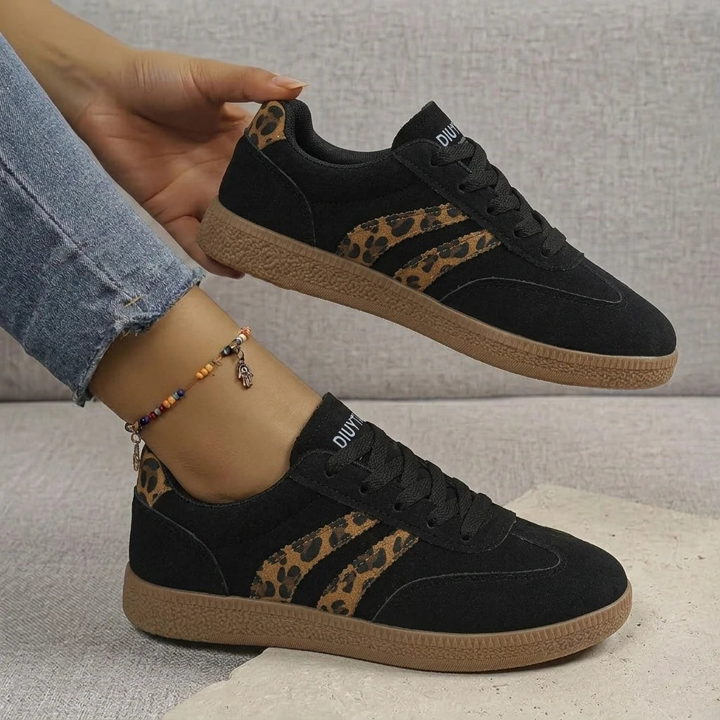 Women's Leopard Stripe Suede-Look Trainers – Harriet