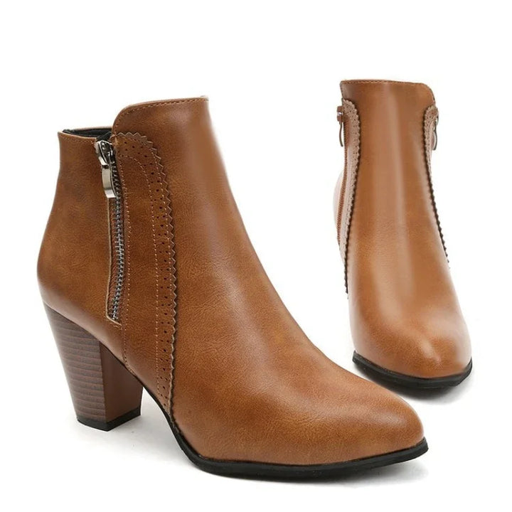 Women's Retro Zip Chunky Heel Boots – Volsienne
