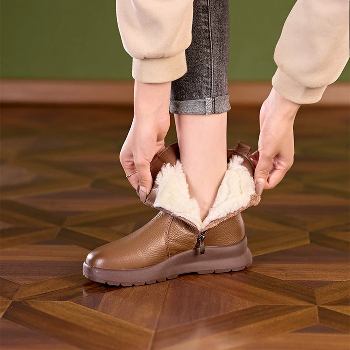 Women's Leather Chunky Sole Ankle Boots – Loriselle