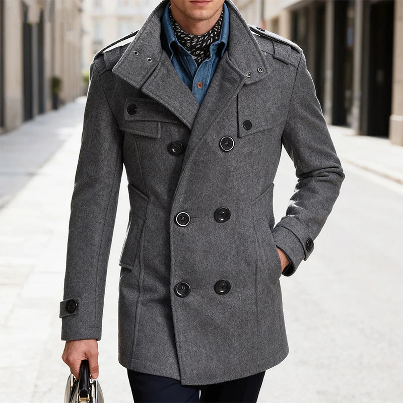 Men's Double Breasted Wool Overcoat – Percival