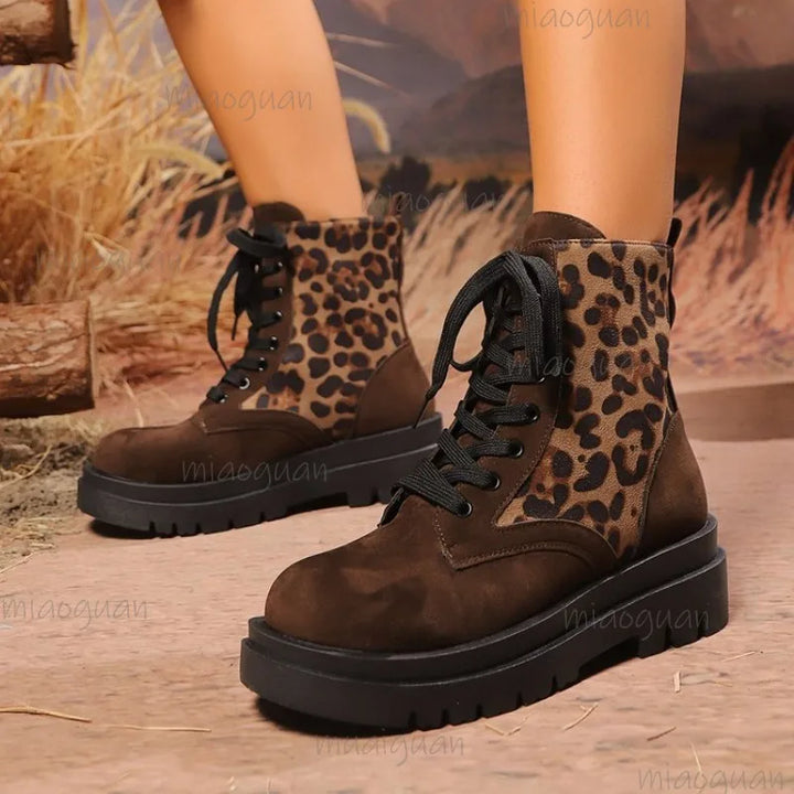 Women's Retro Faux Suede Leopard Ankle Boots – Juliet