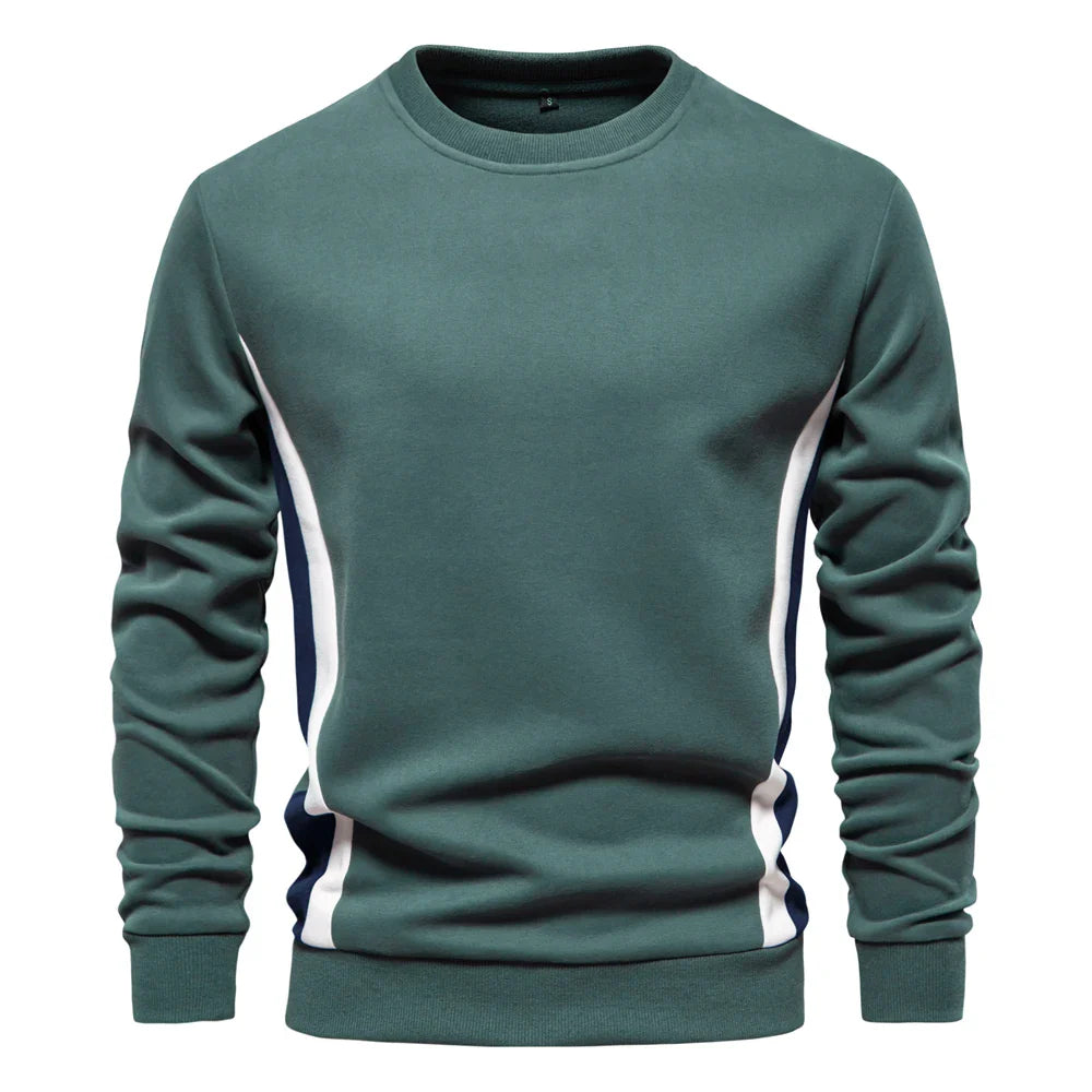 Men's colour block crew neck sweatshirt in green – Talon – front view