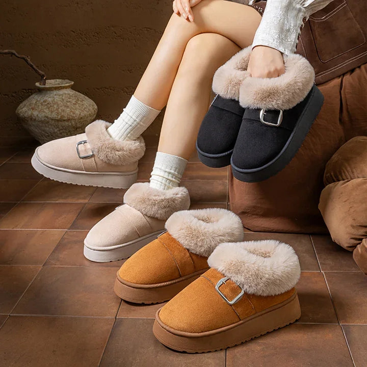 Women's Faux Fur Buckle Ankle Boots – Suvrelle