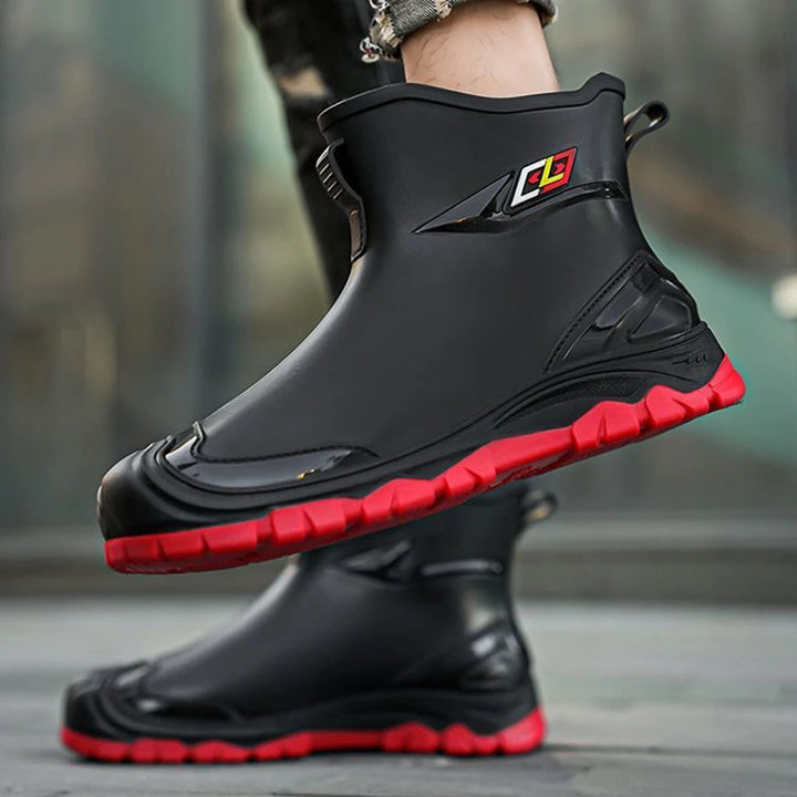 Men's Red Waterproof Rubber Work Boots - Galvane