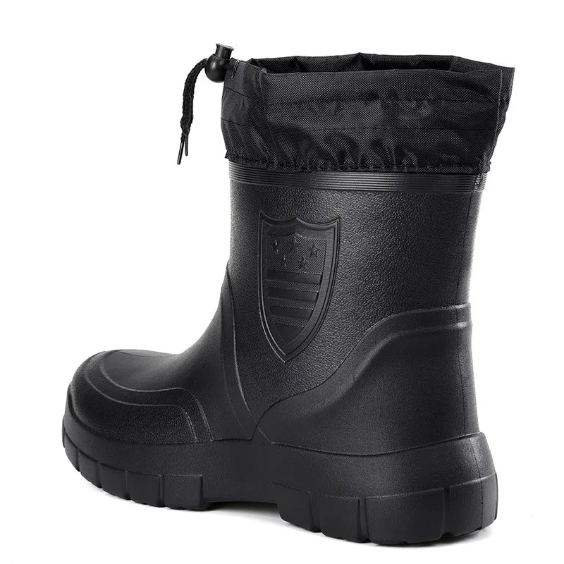 Men's Black Lightweight Short Rain Boots - Storvienne