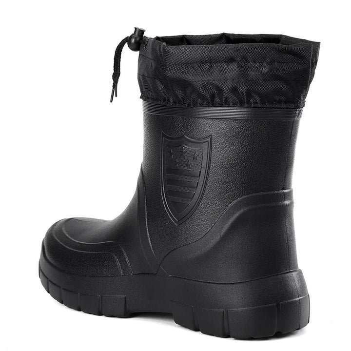 Men's Black Lightweight Short Rain Boots - Storvienne