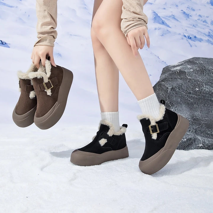 Women's Leather Fleece-Lined Snow Boots – Chapelane