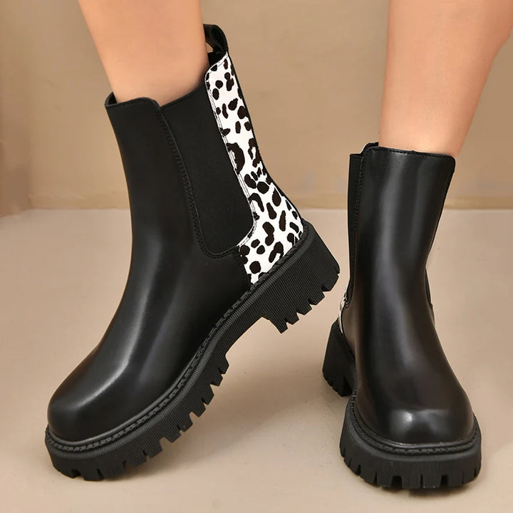 Women's Leopard Print Platform Chelsea Boots – Arabella