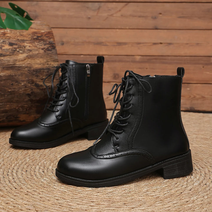 Women's Leather Lace-Up Ankle Boots – Norvienne