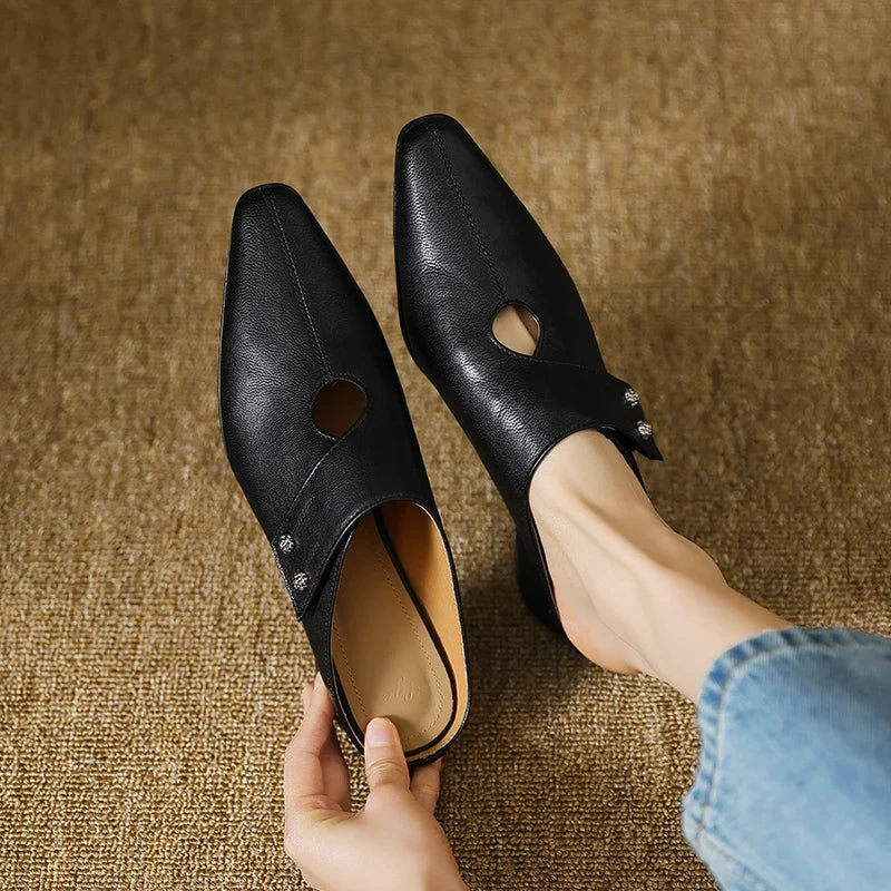 Women's Leather Pointed Toe Mules – Olga