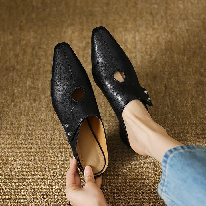 Women's Leather Pointed Toe Mules – Olga