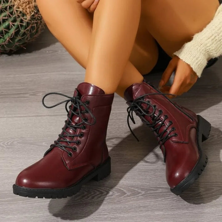 Women's Side-Lace Combat Ankle Boots – Vaurielle
