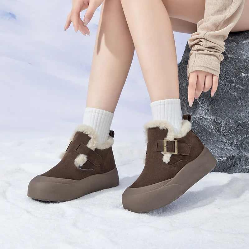 Women's Leather Fleece-Lined Snow Boots – Chapelane