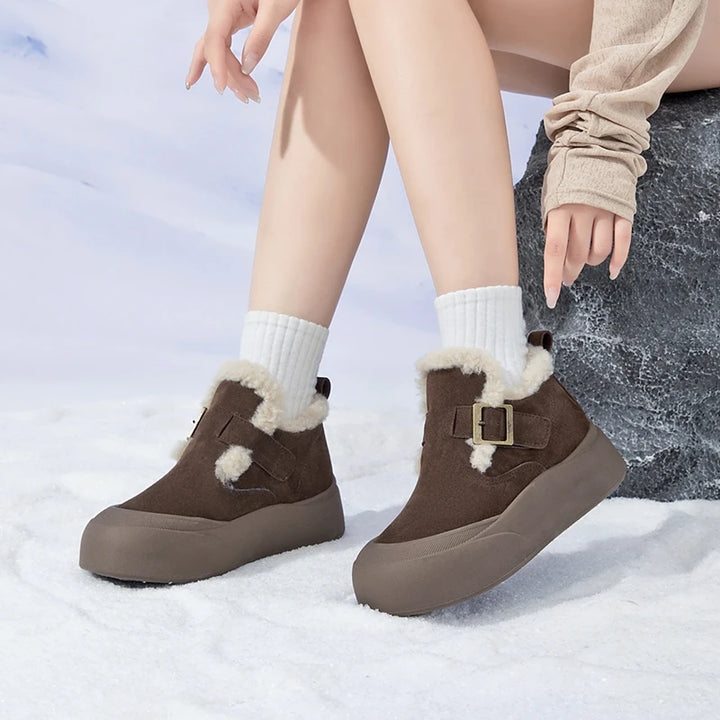 Women's Leather Fleece-Lined Snow Boots – Chapelane