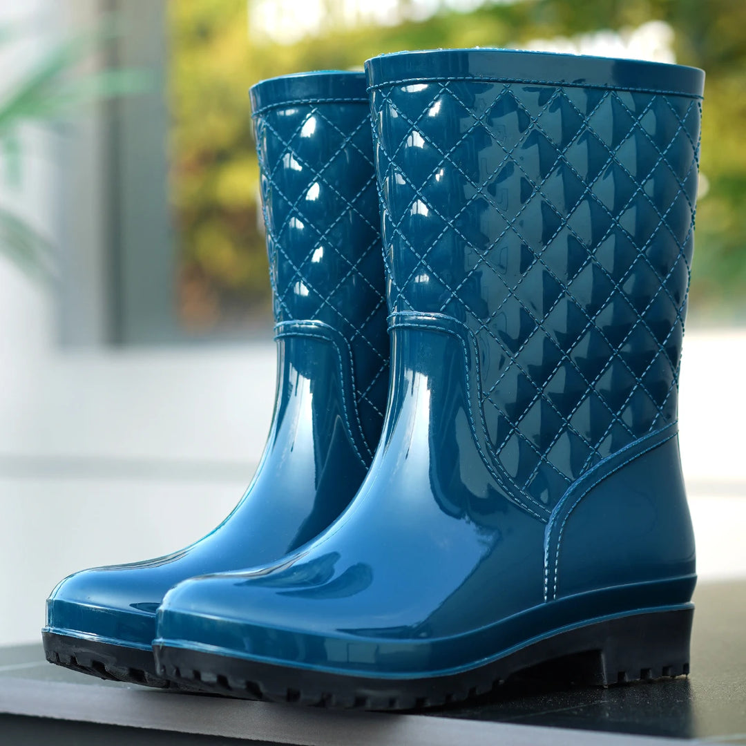 Women's Drawstring Rain Boots in Green - Havienne