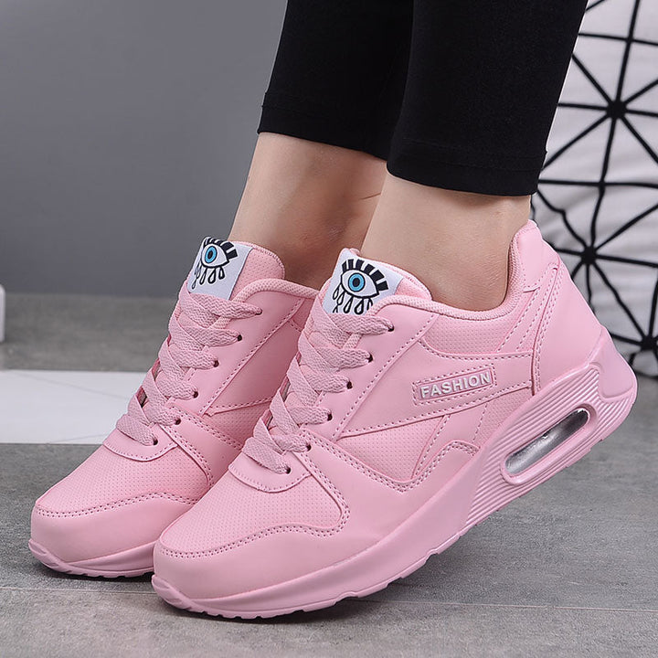 Women's Pink Air Cushion Trainers with Lace-Up Closure