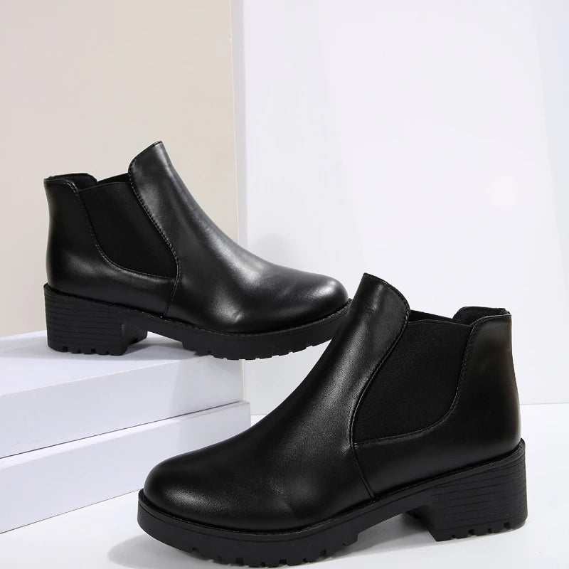 Women's Round Toe Heeled Ankle Boots – Quillane