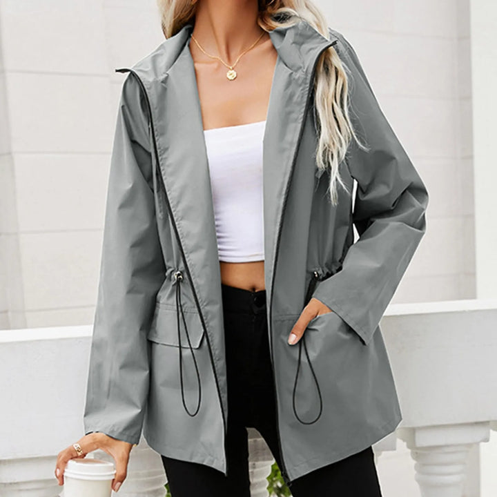 Women's Oversized Hooded Zip Raincoat - Ondalise