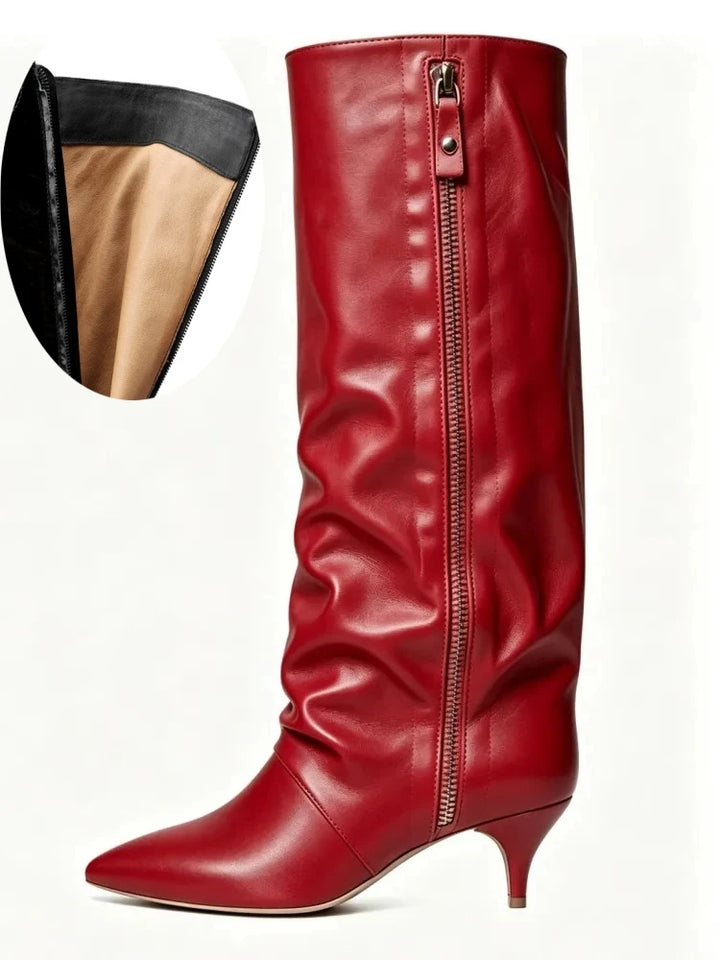Women's Suede Kitten Heel Knee-High Boots – Roanelle