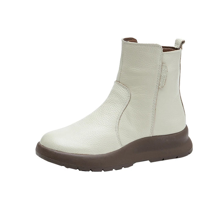 Women's Leather Chunky Sole Ankle Boots – Loriselle