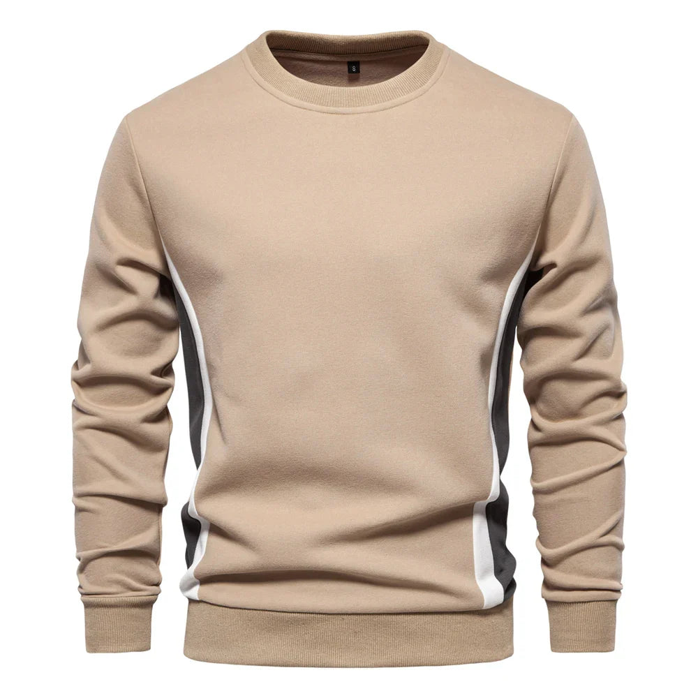 Men's colour block crew neck sweatshirt in beige – Talon – front view