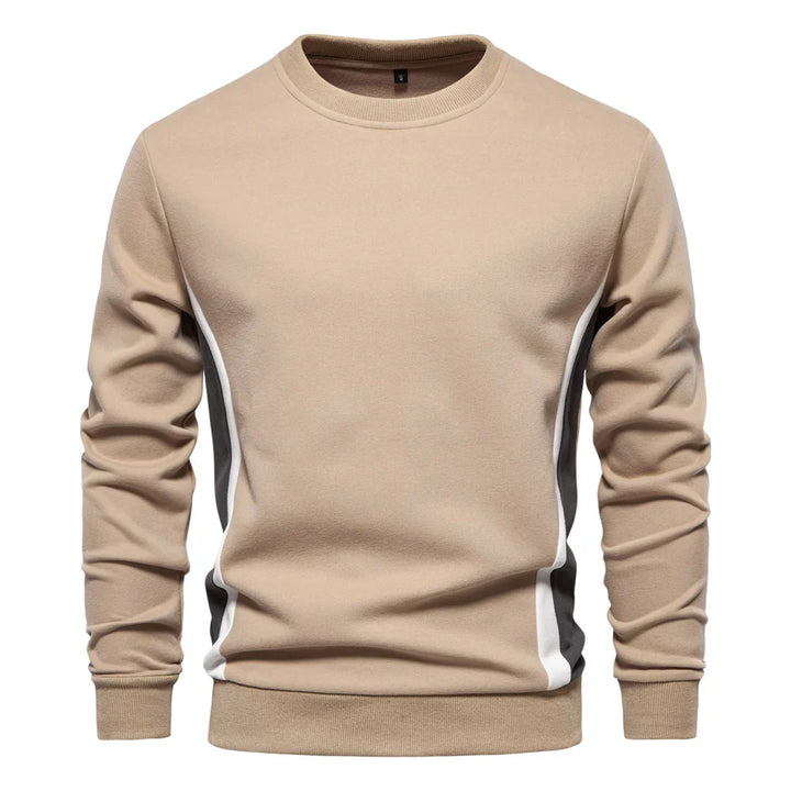 Men's colour block crew neck sweatshirt in beige – Talon – front view
