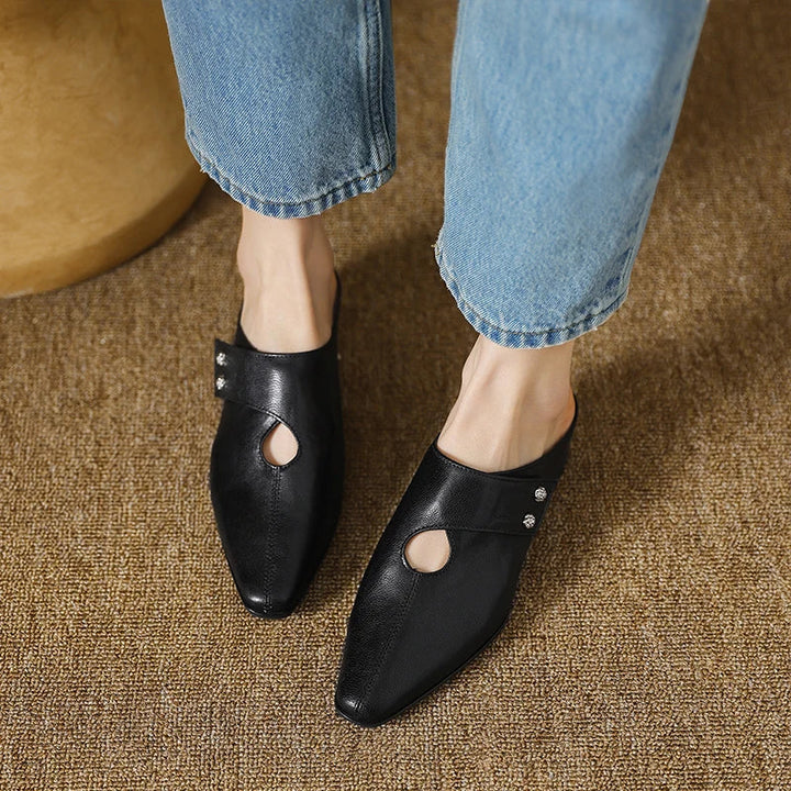 Women's Leather Pointed Toe Mules – Olga