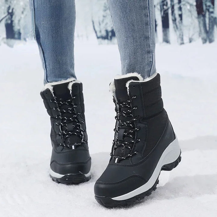 Women's Fur-Lined Platform Snow Boots - Perrienne