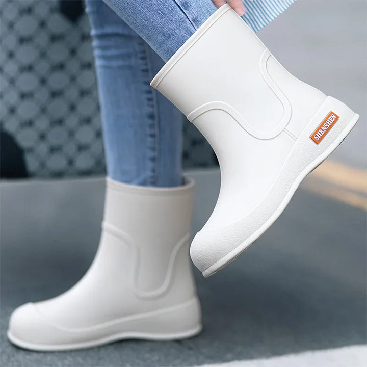 Women's Mid-Calf Waterproof Rubber Rain Boots - Marbelle
