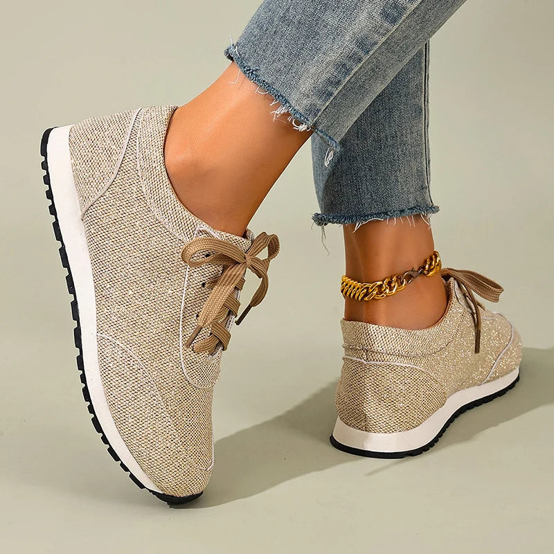 Women's Leopard Print Lace-Up Flat Sneakers – Cordelia