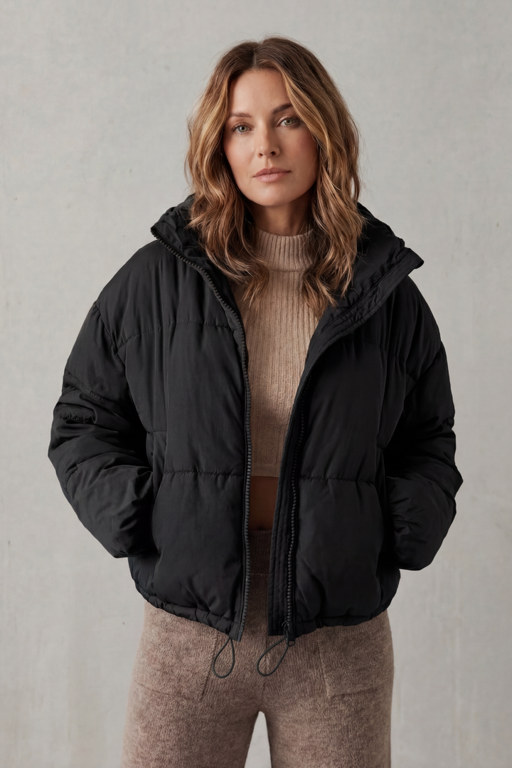 Women's Cozy Quilted Cropped Puffer Jacket – Fern
