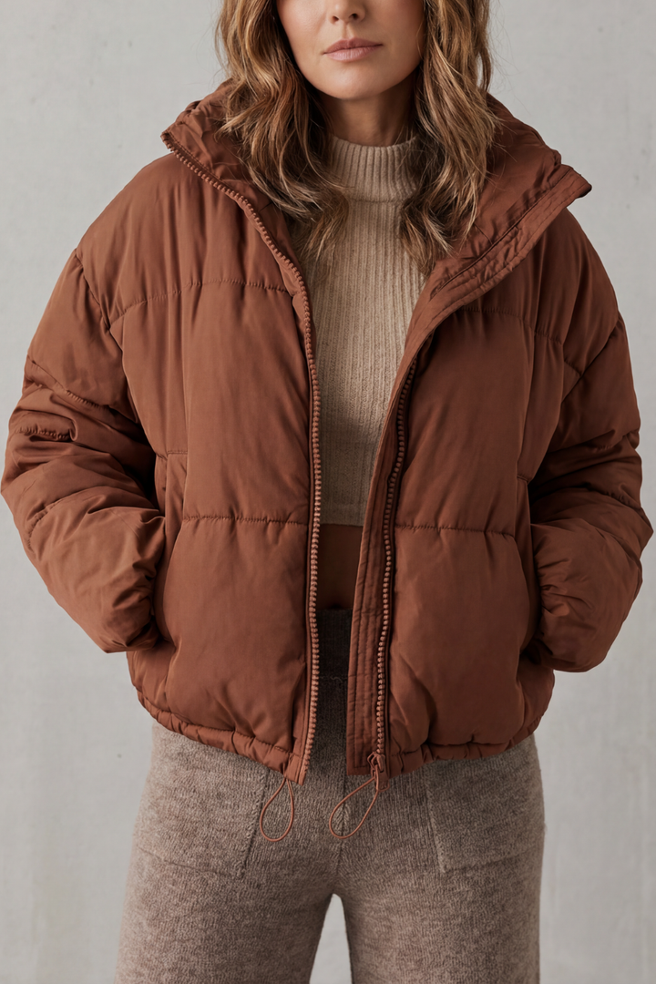 Women's Cozy Quilted Cropped Puffer Jacket – Fern