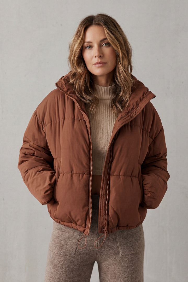 Women's Cozy Quilted Cropped Puffer Jacket – Fern