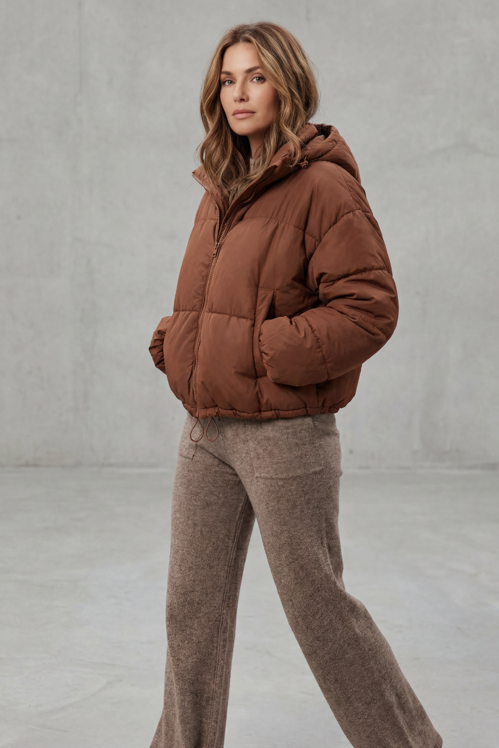 Women's Cozy Quilted Cropped Puffer Jacket – Fern