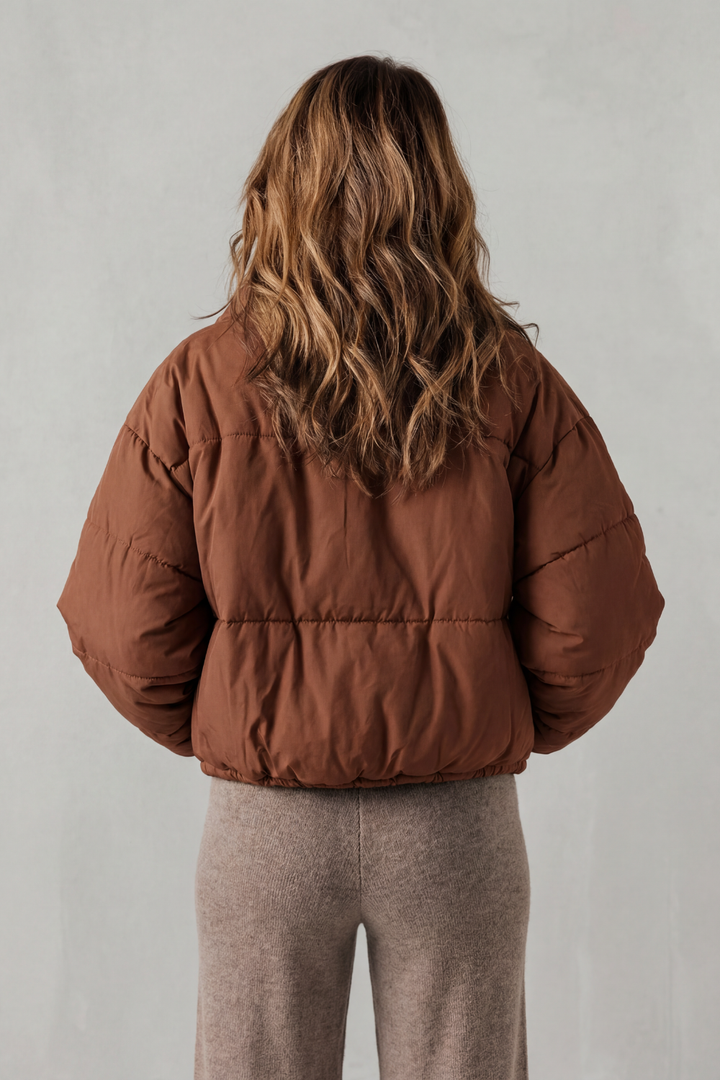 Women's Cozy Quilted Cropped Puffer Jacket – Fern