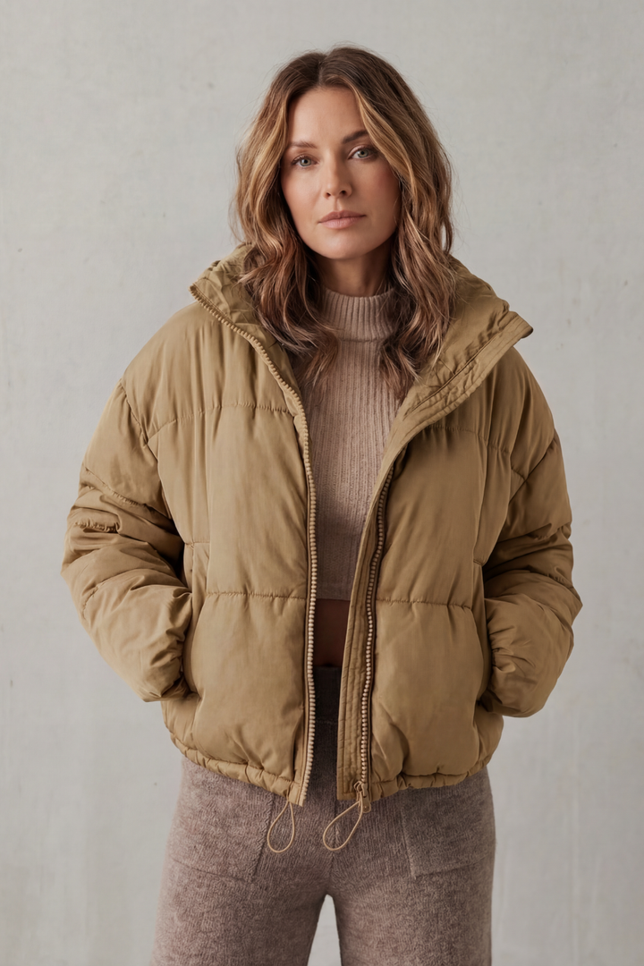 Women's Cozy Quilted Cropped Puffer Jacket – Fern