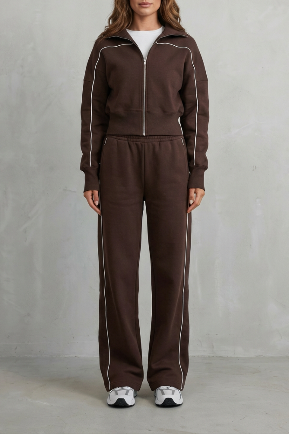 Women's Zip-Up Cardigan and Wide-Leg Trouser Co-ord Set - Fenolise