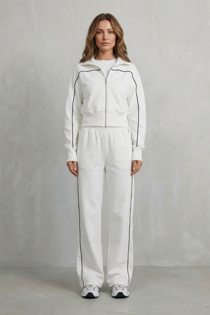 Women's Zip-Up Cardigan and Wide-Leg Trouser Co-ord Set - Fenolise