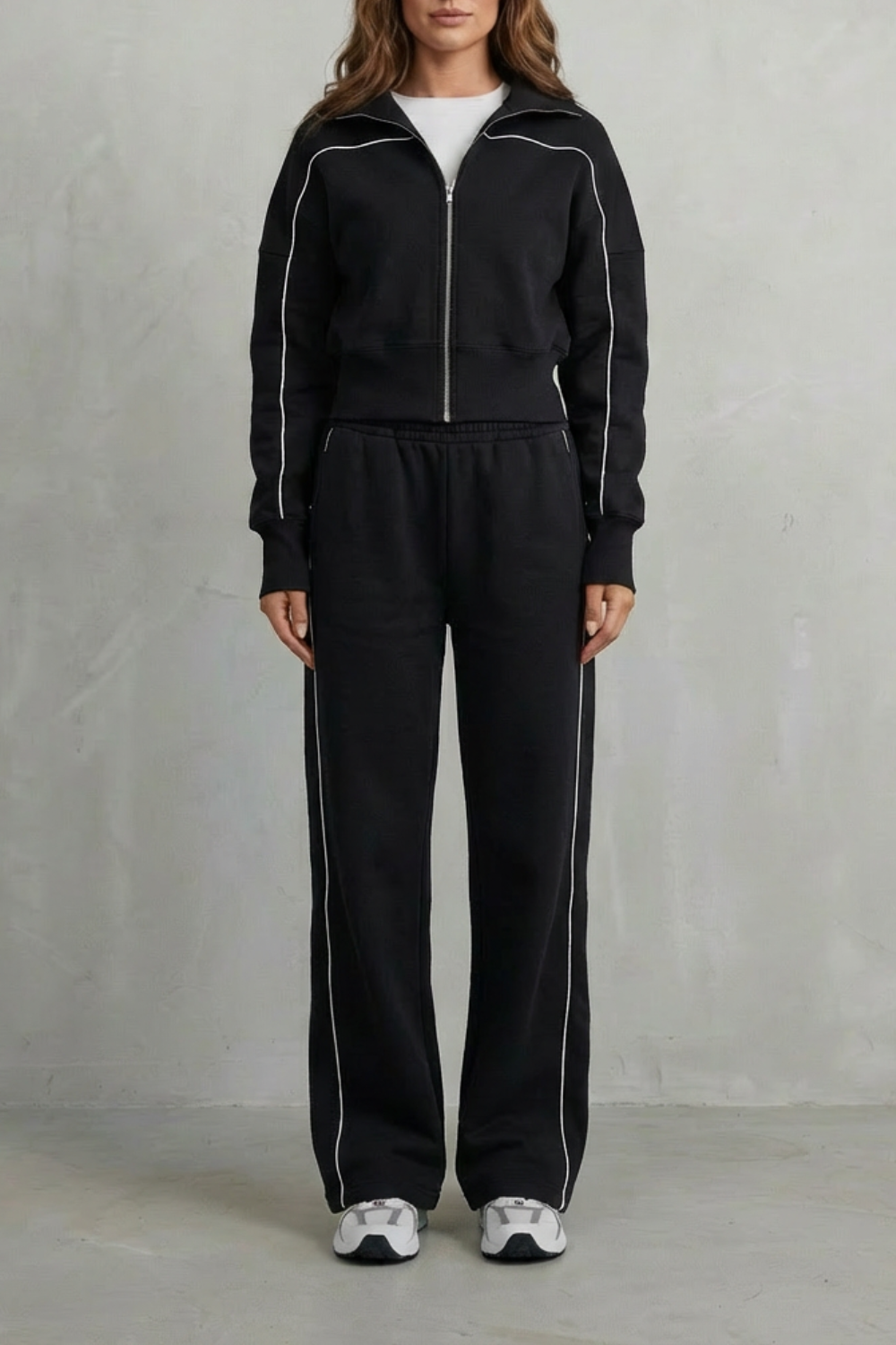 Women's Zip-Up Cardigan and Wide-Leg Trouser Co-ord Set - Fenolise