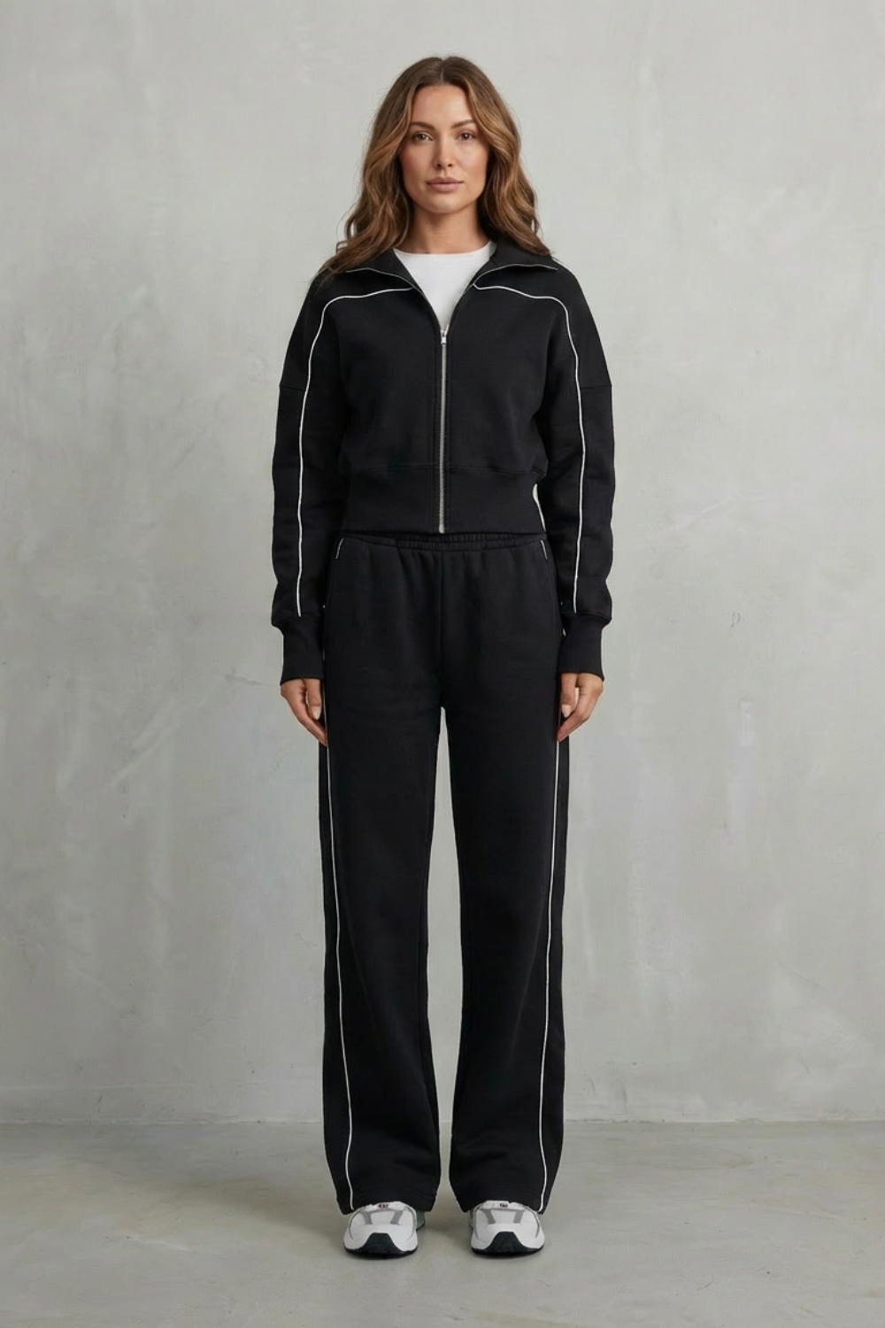 Women's Zip-Up Cardigan and Wide-Leg Trouser Co-ord Set - Fenolise