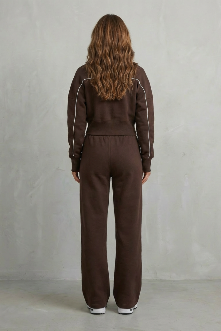 Women's Zip-Up Cardigan and Wide-Leg Trouser Co-ord Set - Fenolise