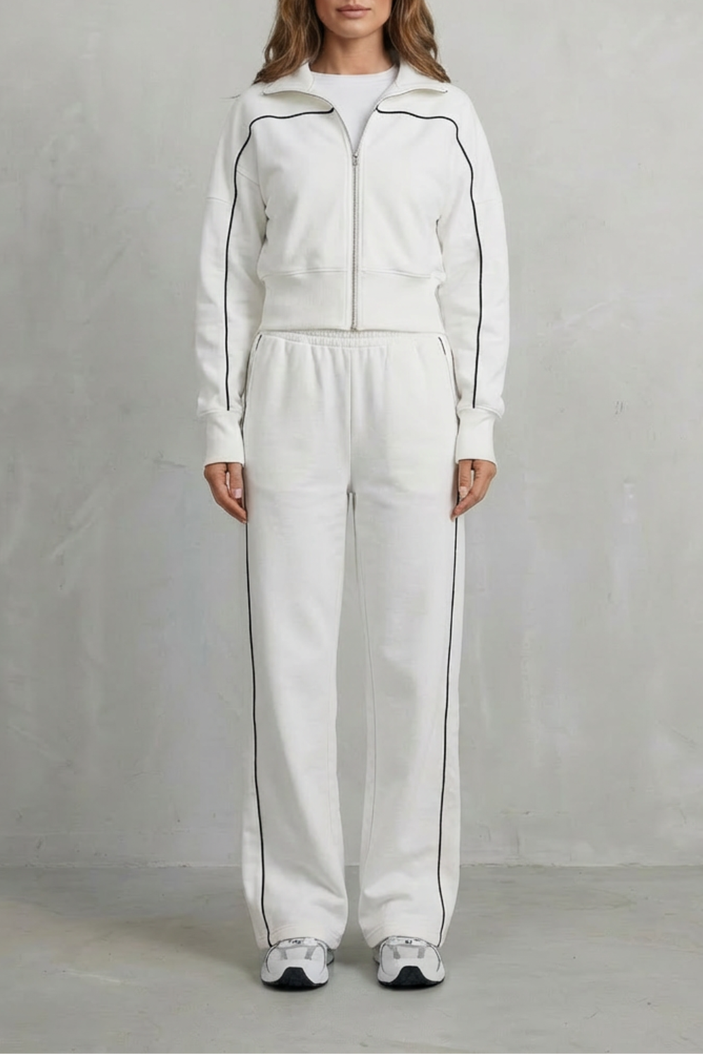 Women's Zip-Up Cardigan and Wide-Leg Trouser Co-ord Set - Fenolise