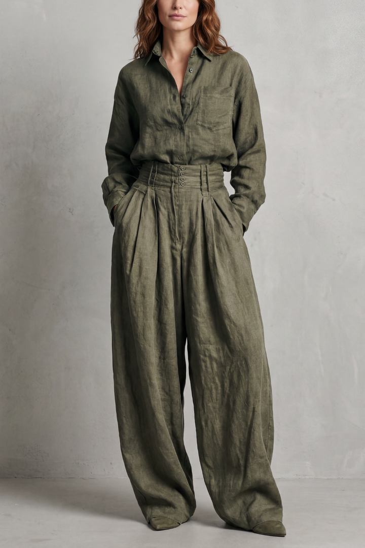 Women's Oversized Shirt and Wide-Leg Trouser Co-ord Set - Havrielle
