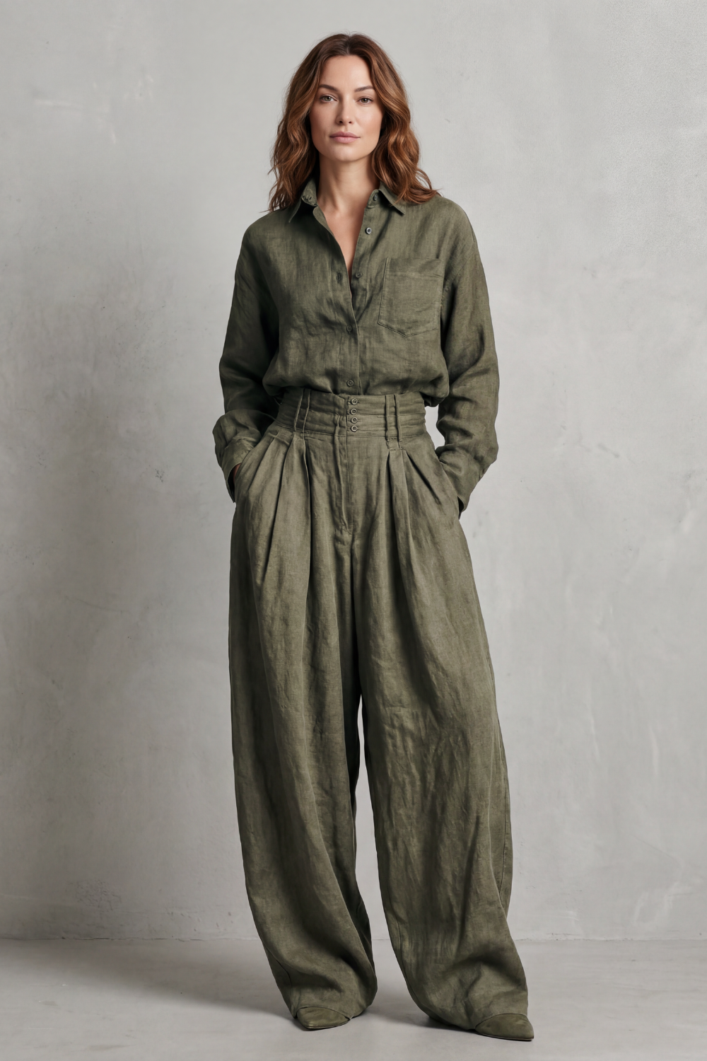 Women's Oversized Shirt and Wide-Leg Trouser Co-ord Set - Havrielle
