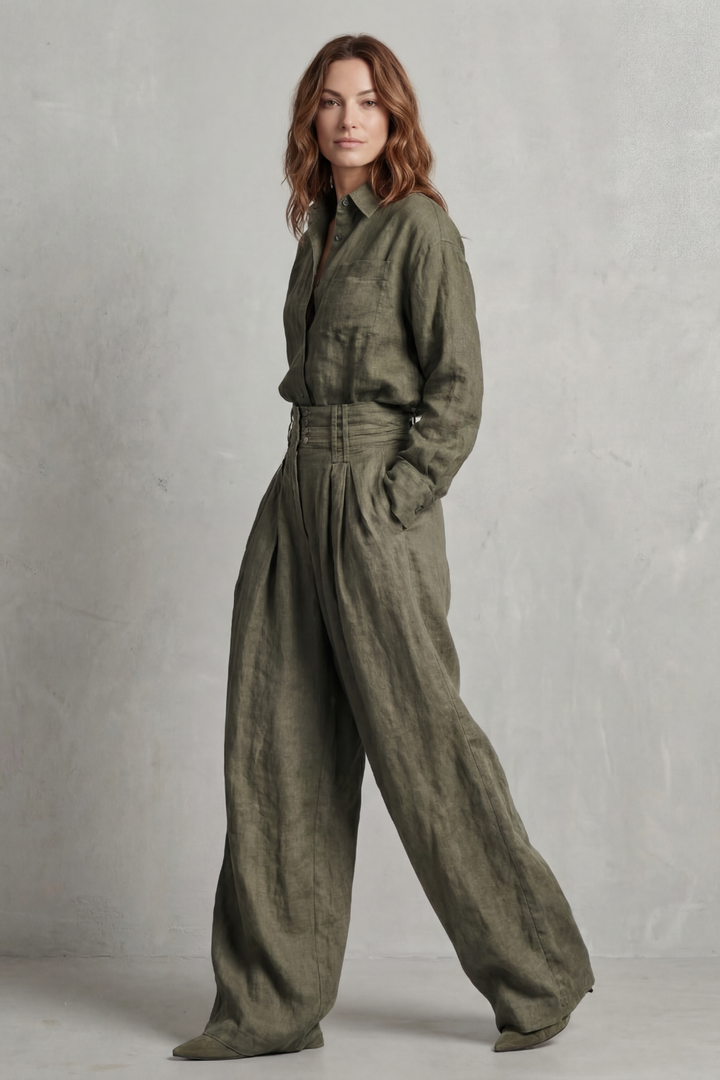 Women's Oversized Shirt and Wide-Leg Trouser Co-ord Set - Havrielle