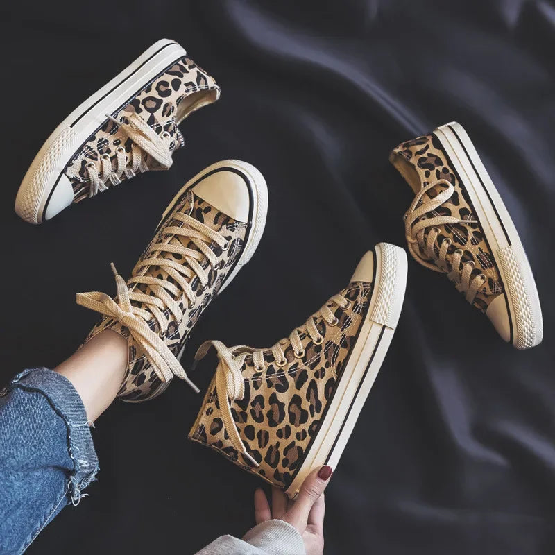 Women's Leopard High-Top Canvas Sneakers – Ophelia