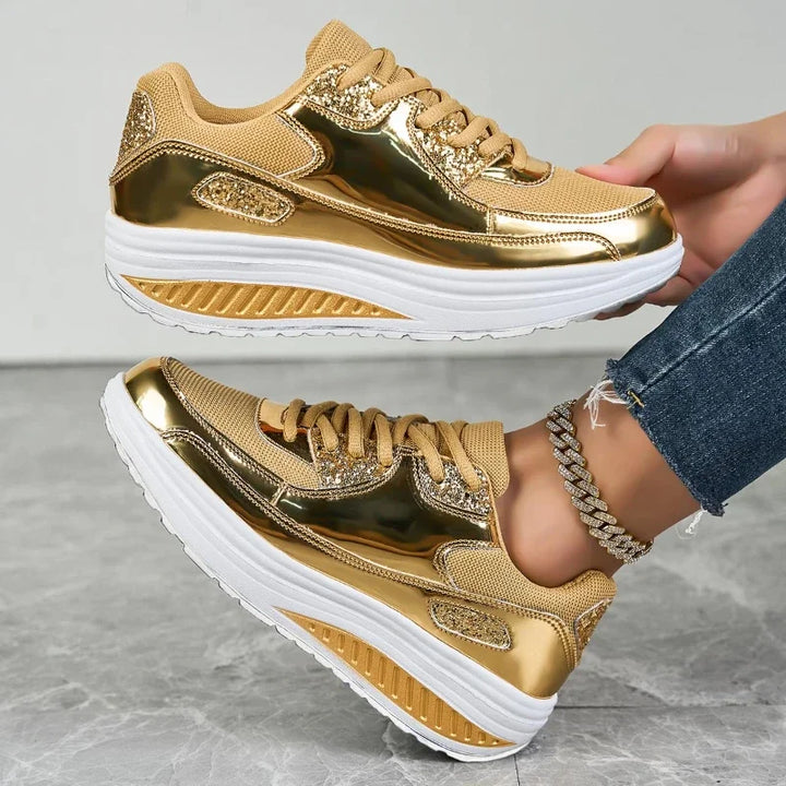 Women's Metallic Gold Platform Sneakers – Aurelia